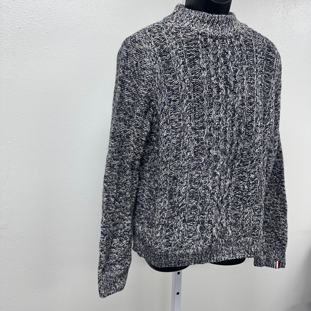 Tommy Hilfiger Mock Neck Cable Comfortable Fall Sweater Black/Gray/White XL - Picture 3 of 13